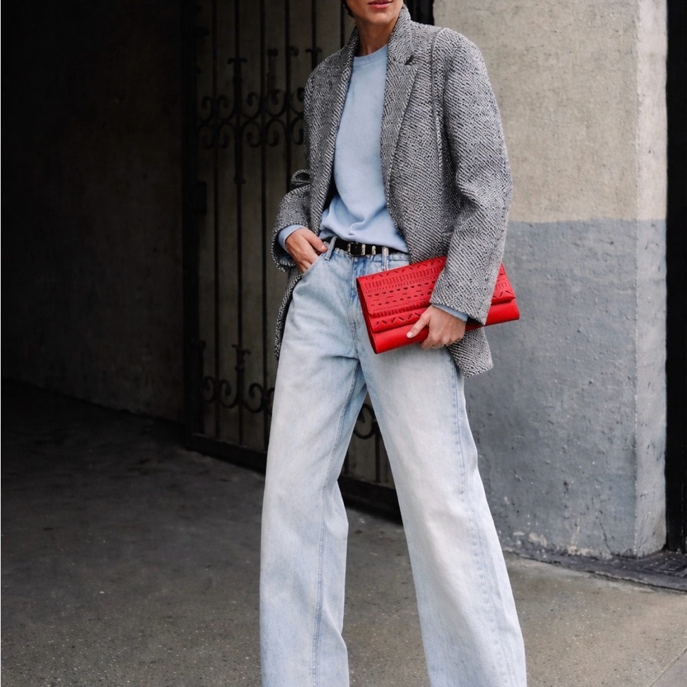 Kate Spade Cherry Red Lillian Court Neva leather Laser-cut envelope clutch NWOT